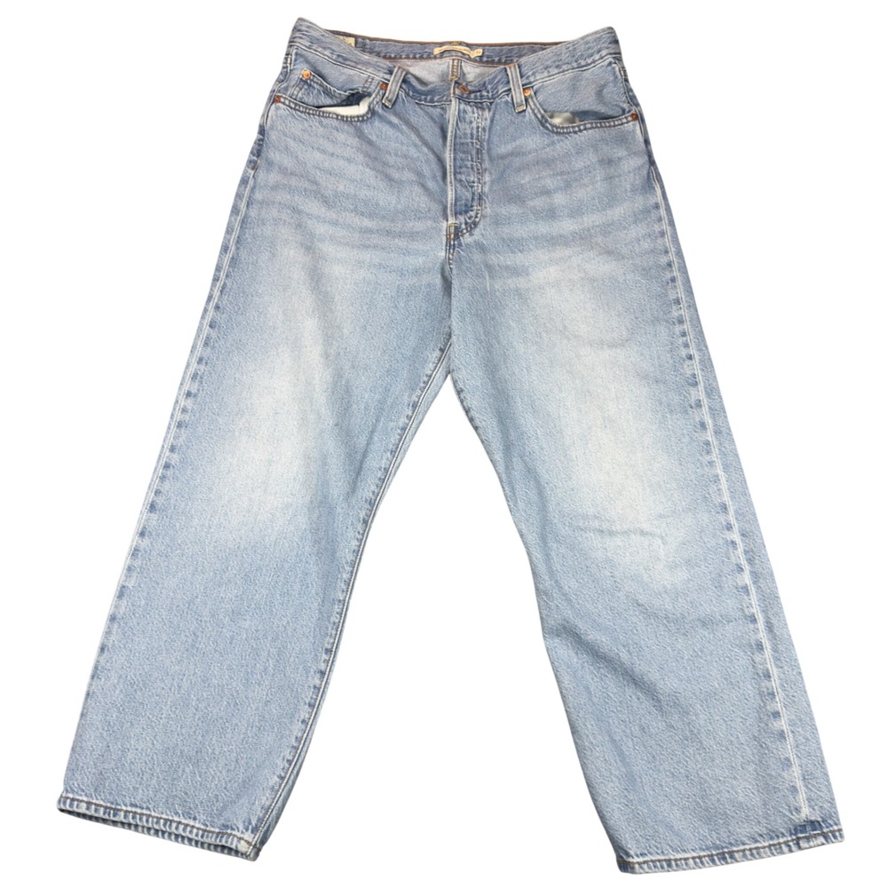 Levis Ribcage Straight Ankle Jeans Womens 33 Blue High Rise Denim Light Wash